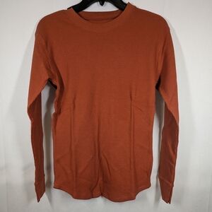 Time and Tru Womens Long Sleeve Crew Neck Relaxed Beige Thermal Tee Size XS NWOT